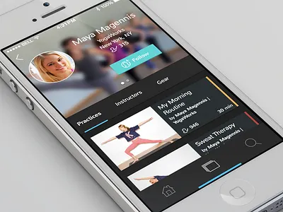 Yoga app - instructor profile brooding dark flat ios 7 iphone sexy ui user interface yoga