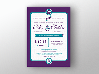 Baseball Rivalry Themed Wedding Invitations