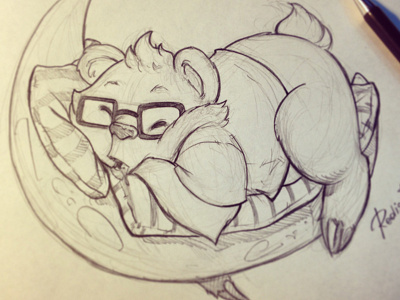 On the moon - sketch bear dream happiness love moon night pencil sketch