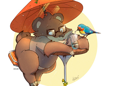 Drought bear bird character cocktail happiness heat lemonade love summer sun