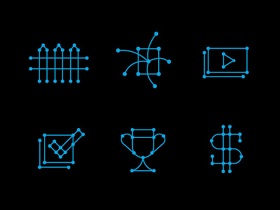 Dot Icons blue check connection cyan dollar sign dots fence icons play trophy