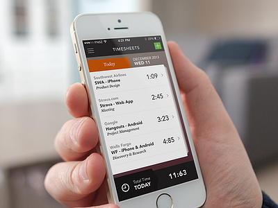 Harvest iOS - Timesheets clean depth design fnsz harvest ios mockup timesheets