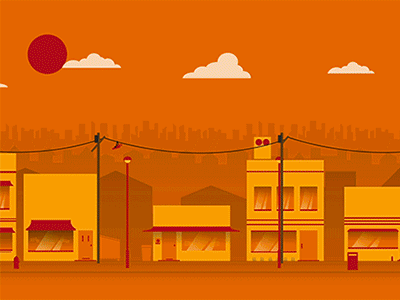 Sunrise city little city street sunrise vector