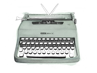 Lettera 32 drawing hand drawing illustration object red typewriter watercolour