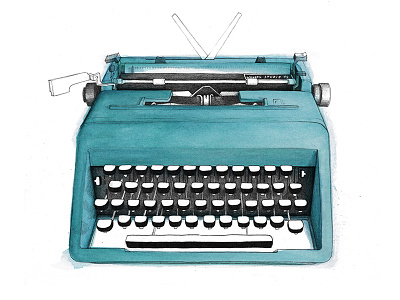 Studio 45 drawing hand drawing illustration object red typewriter watercolour