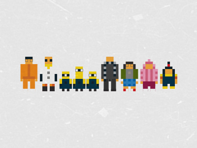 Despicable Me 90s anime color heroes icon mini pixel project tiny