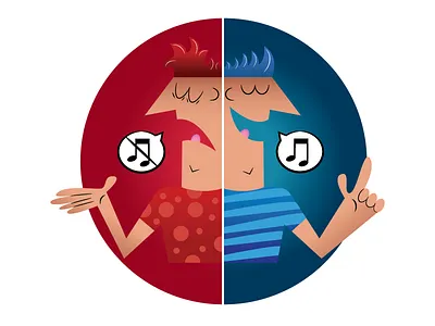 Musicoterapia doodle flat illustration mag magazine music music therapy vector