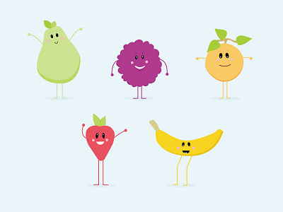 Happy Fruit bright character illustration colourful cute fruit fun illustration