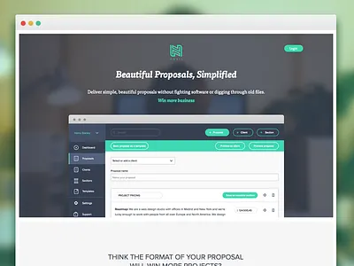 Nusii landing page blurred flat green landing landing page nusii proposals saas web app
