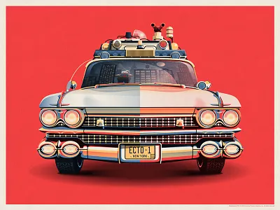 Ghostbusters 30th Anniversary Ecto-1 car dan kuhlken dkng ecto 1 ghostbusters nathan goldman new york vector
