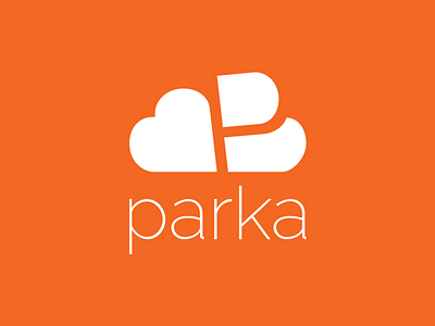 Parka Logo brand branding brandmark cloud company emblem logo orange parka white