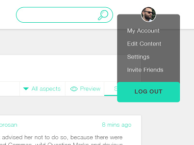 Search User Box log out logout product design search box social network user interface web app