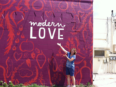 Modern Love Signage Mural branding bright building isa moskowitz mural paint pattern signage