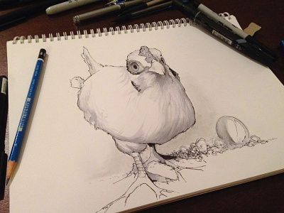 Chicken draw drawing illustration ink paper sketch