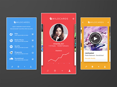 Audio Card iOS App app audio cards flat ios mobile music ui ui design