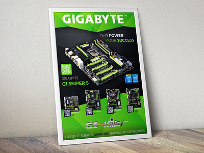 Gigabyte Poster a3 flyer motherboard poly polygon poster