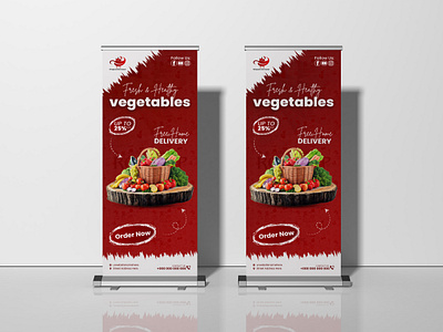 Grocery Marketing roll up banner design. cashier contactless shopping farm fresh fresh vegetables grocery delivery grocery roll up low carb food online grocery roll up banner shopping cart snacks chips store brands vegan food