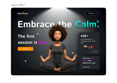 CalmAura Meditation website hero section dailyui design illustration ui ux