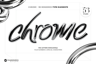 Chrome 3D type elements 3d blender branding graphic design lettering type typography