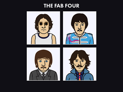 The Fab Four beatles cool fab four fun george harrison graphic design illustration illustrator imagine john lennon let it be modern music paul mccartney ringo starr rock music sgt peppers the beatles the fab four vector