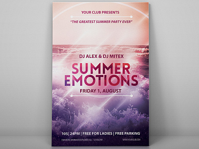 Summer Emotions - Flyer Template beach branding design designer emotions flyer flyer template graphic graphicriver illustration illustrator party photoshop sale sea summer sun template typography vector