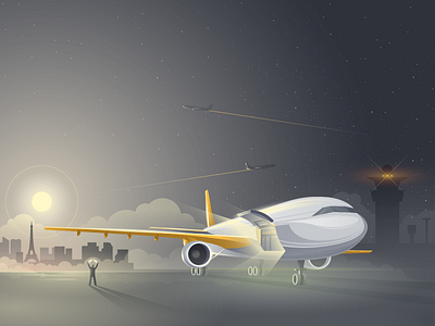 Loading Up The Mailjet aircraft airport cargo digital email header illustration jet mailjet paris plane splash