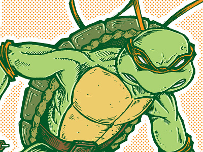 Mikey cowabunga digital illustration drawing illustration michaelangelo pizza rad tmnt