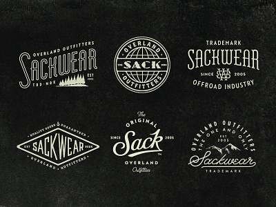 Sackwear Lockups lettering lockups logo type web sliders