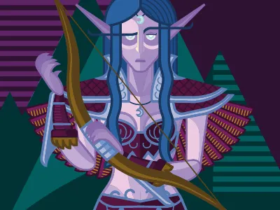 Tirend. Night elf bron character elf fairytale forest game illustration legend moon night onion tirend