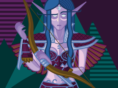 Tirend. Night elf bron character elf fairytale forest game illustration legend moon night onion tirend