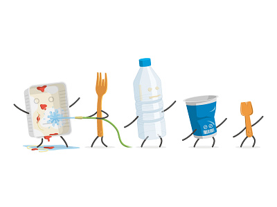 Plastic Friends bottle clean food fork friends garbage plastic recycle refuse spoon trash wash