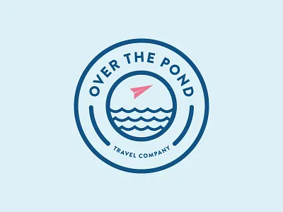 Over The Pond american badge branding identity logo paper paperplane plane pond travel
