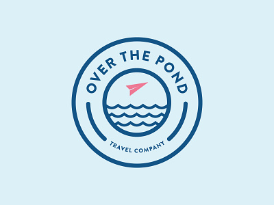 Over The Pond american badge branding identity logo paper paperplane plane pond travel