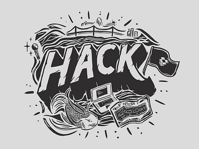 Hack Week shirt dropbox fish hack illustration map