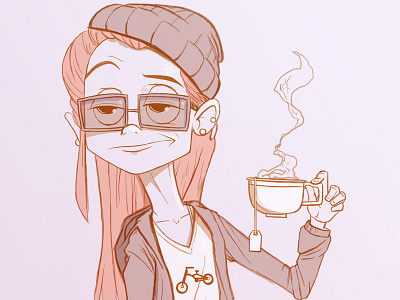 Hip Girl cool girl glasses hipster illustration tea woman