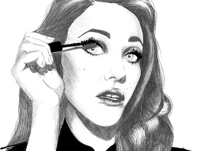 Mascara drawing girl ink makeup model sketch watercolor