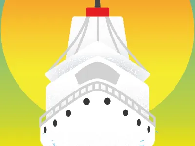 Cruise Invite birds boat cruise invite postcard sea ship sky sun sunrise sunset water