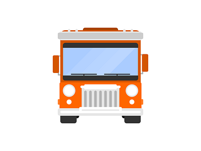 Old Bus bus car flat icon illustration orange