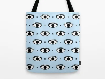 Eye Pattern Tote all seeing eye black blue eye pattern society6 tote tote bag white