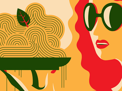 Mystery Project 4 design glasses illustration justin tran pasta spaghetti woman