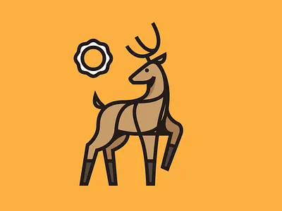 Deer (WIP) deer illustration mark mountains sun