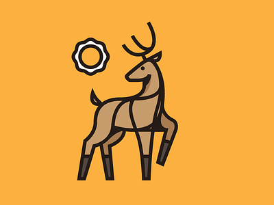 Deer (WIP) deer illustration mark mountains sun