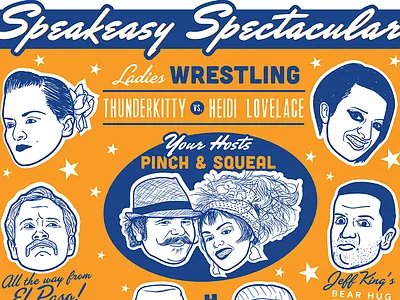 Vintage Wrestling Poster bear hug illustration moonshine pro wrestling prohibition speakeasy vaudeville vintage wrestling wwf