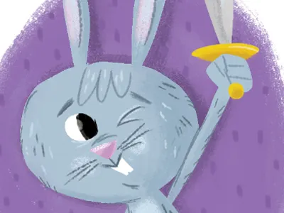 Bunny Rabbit animal bunny digital illustration purple rabbit sword texture