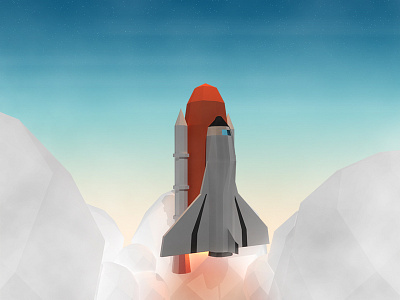 Launch 3d launch low poly rocket start