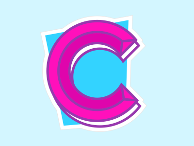 C blue c letter pink type typography