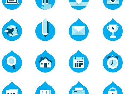 Icon Set drop drupal flat free icons illustration simple