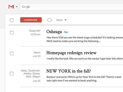 Rethinking Gmail Close Up concepts gmail google redesign