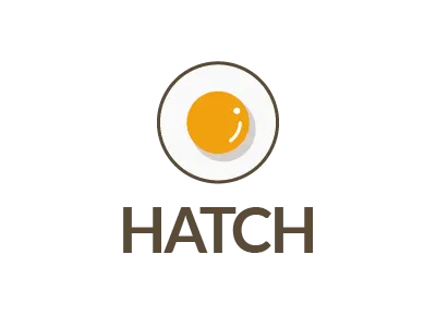 Hatch chicken collaboration designer egg hatch logo side sunny up