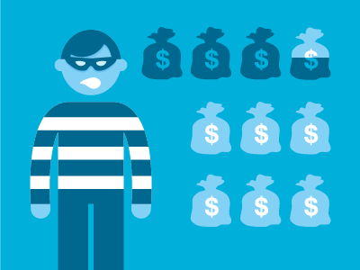 Crime stuff burglar crime flat illustration infographic jerk money